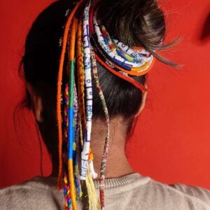 Boho Style Gypsy Hair Accessory Multi Colored Fabric Strings