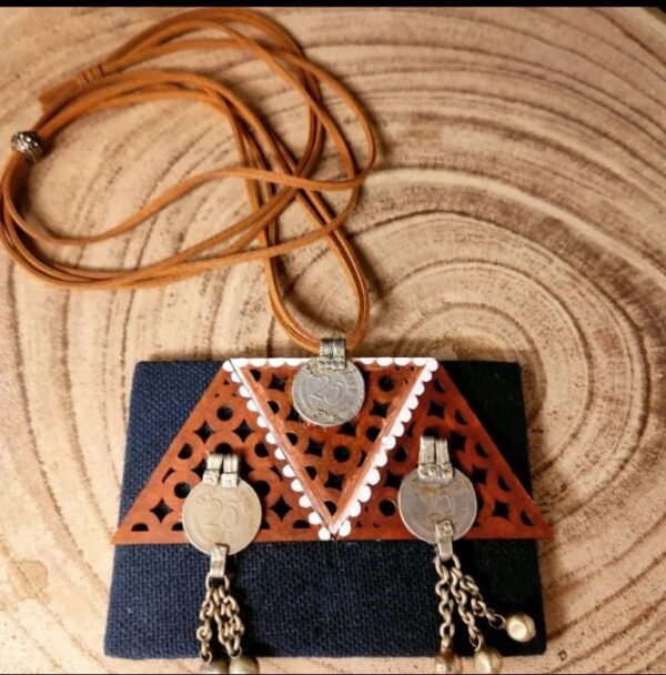 Tribal Coins on Jute Fabric Necklace