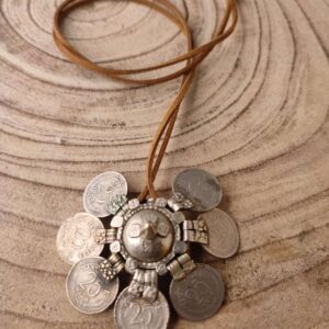 Tribal Metal Button with 25 paise coin Necklace