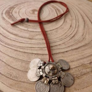 Tribal Metal Button with 25 paise coin Necklace