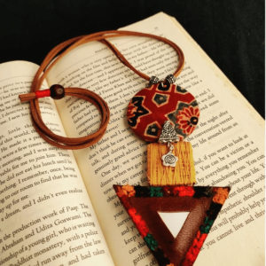 Geometrical Shapes Necklace (Fabric+Bhujodi Leather)