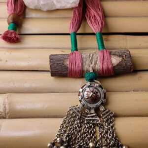 Lambani Bugdi Necklace on a Mango Wood Piece with Threadwork