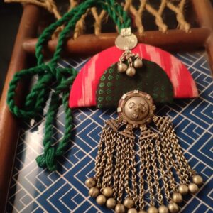 Half Moon Shape Fabric Necklace with Lambani Bugdi