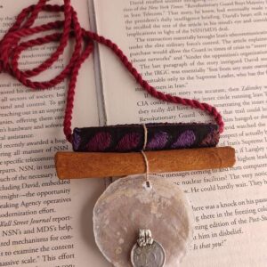 Cinnamon Necklace with Fabric & Shell