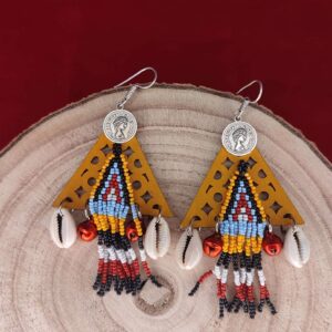 Triangle Shape Boho Earrings with Colorful Seed Beads