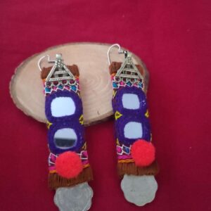 Lambani Mirror Work Fabric with Old Coins Boho Earrings