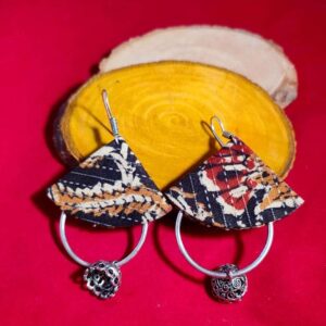 Cone Shape Fabric Earrings with Metal Hoops