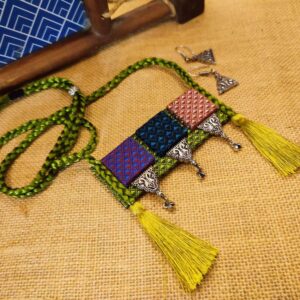 Multi Colored Khun Box Necklace Set with Tassles