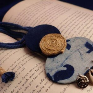 Oval Shape Daabu Fabric Necklace with Jute and Kowree