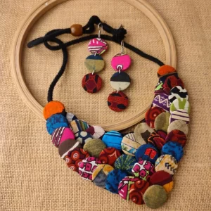 Artistic African Theme Fabric Necklace Set
