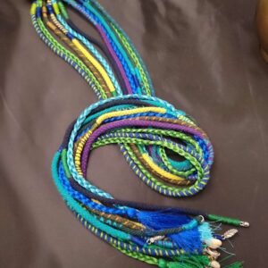 Boho Style Gypsy Hair Accessory Green & Blue Shaded Strings