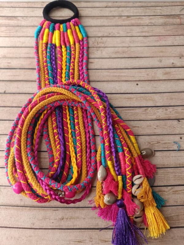 New Pink & Yellow Boho Hair Strings Set of 12 Strings with Charms & Metal Pcs - Image 6
