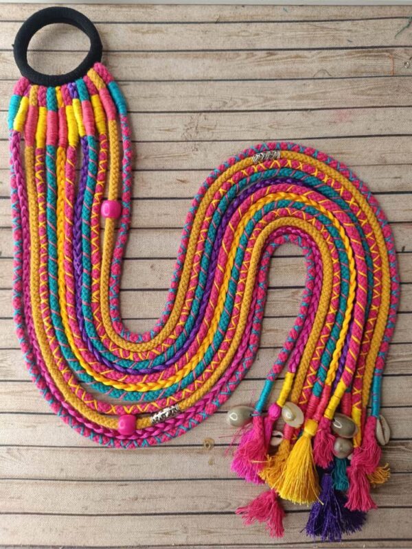 New Pink & Yellow Boho Hair Strings Set of 12 Strings with Charms & Metal Pcs