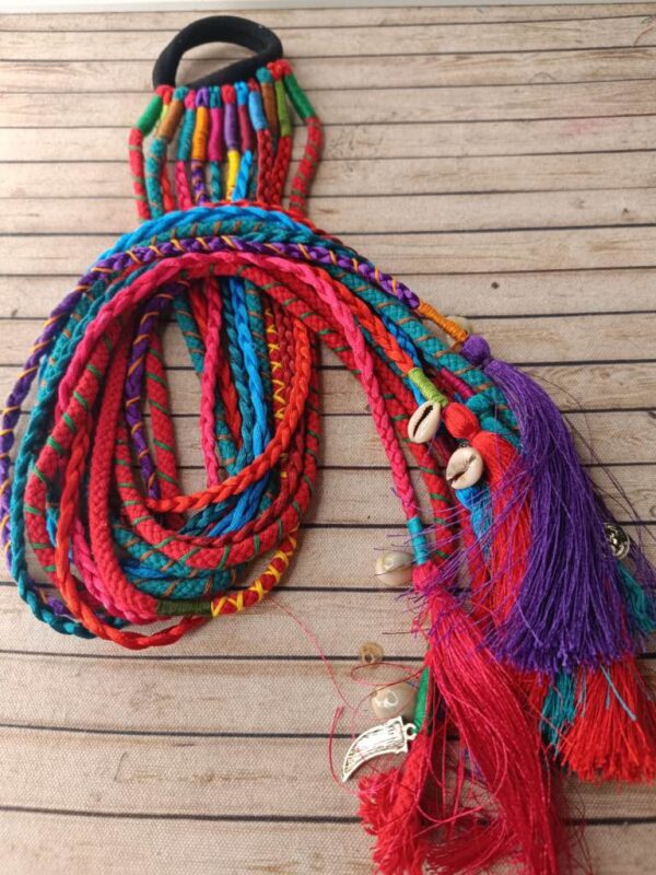 Multi Color Braided Silk Thread Boho Hair Strings - Image 3