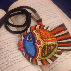 Tholu Bommalata Fish Hand Painted Leather Pendant Necklace