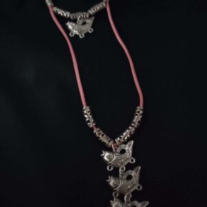 Oxidised Triple Fish Pendants & Charms Necklace