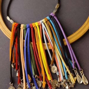 Multi Color Faux Leather Boho Necklace