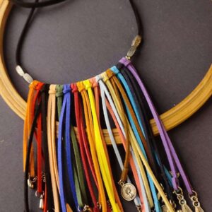 Multi Color Faux Leather Boho Necklace