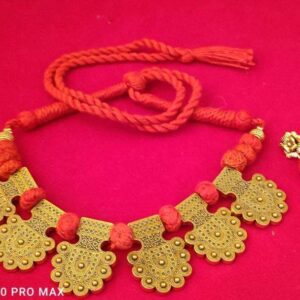 Antique Gold Flower Shape Pendants Choker Necklace Set