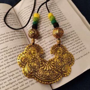 Antique Gold Oxidised Big Pendant Necklace Set
