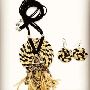 Twisted Jute Rope with Afghani Pendant Necklace