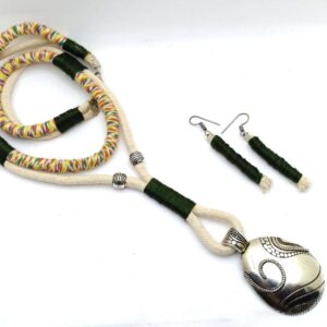 Colorful Thread Work on Rope with Oxidised Pendant