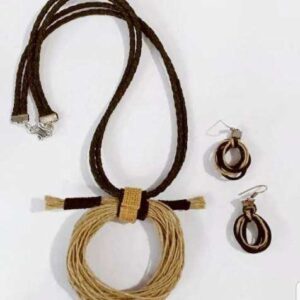 Round Jute Pendant with Leather Cords