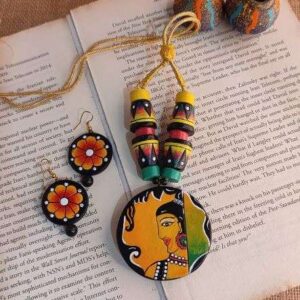 Lady Face Painted Terracotta Necklace Set