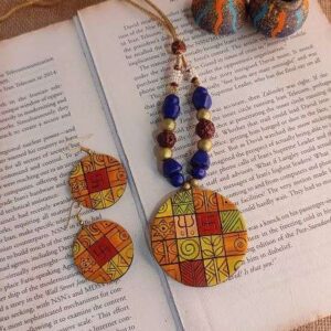 Orange & Yellow Mantra Painted Terracotta Set