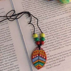 Multi Color Leaf Painted Terracotta Necklace