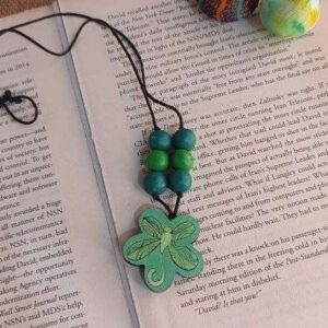 Green Butterfly Painted Terracotta Necklace