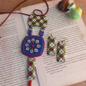 Designer Long Terracotta Necklace with Tassles