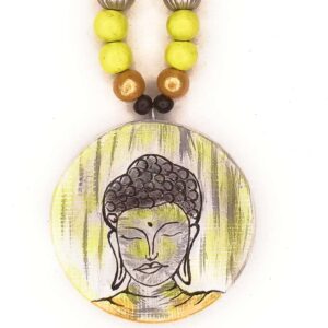 Shaded Green Round Buddha Face Painting Terracotta Set