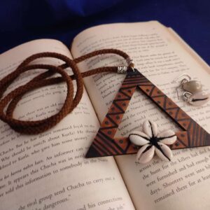 Triangle MDF Wood Brown Painted Necklace with Kowree