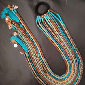 Turquoise & Brown Boho Hair Strings Set of 12