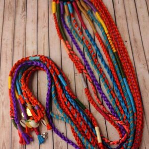 Multi Color Braided Silk Thread Boho Hair Strings (Set of 12)
