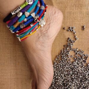 Multi Layered Cotton Thread Anklets (Set of 5 pcs)