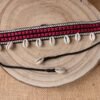 Pink Silk Embroidered Fabric Anklets with Natural Kowrees - Image 4