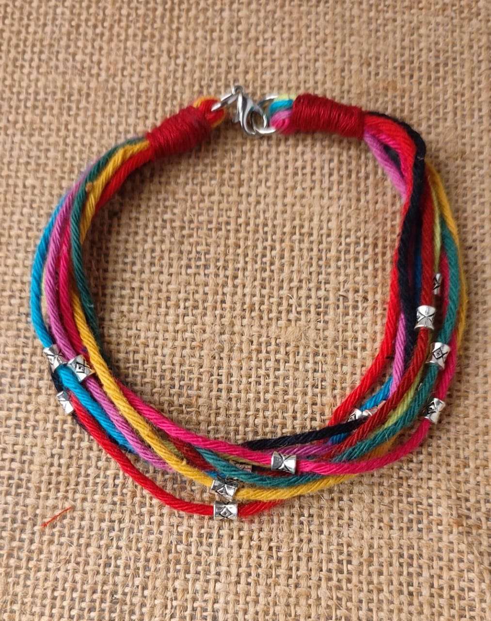 multi colored metal beaded bracelet