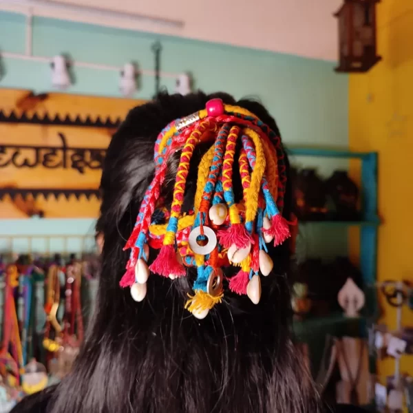 New Pink & Yellow Boho Hair Strings Set of 12 Strings with Charms & Metal Pcs - Image 2