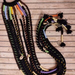 Black Strings with Multi Color Thread Art Work Boho Hair Strings