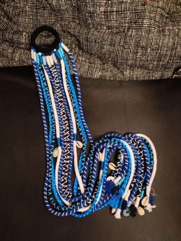 Blue & White Boho Hair Strings 25 Inches