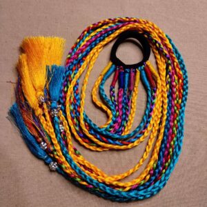 Multi Color Pastel Shaded Braided Silk Threads Boho Hair Strings Set