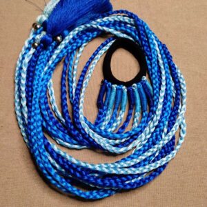 Blue Shades Braided Silk Threads Boho Hair Strings Set