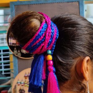 Boho Hair Strings-Purple and Blue Braided Silk Threads
