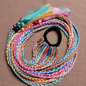 Pink/Blue/Green Pastel Shaded Braided Silk Threads Boho Hair Strings Set