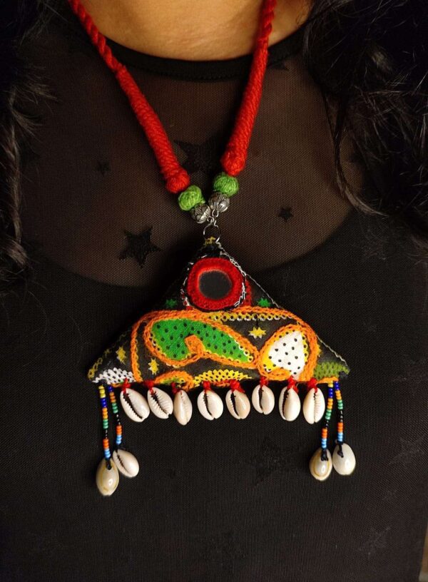 Triangle Kutchi Potli Necklace with Cowries