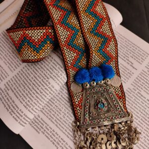Colorful Embroidered Fabric Lace with Afghani Jhoomar Pendant