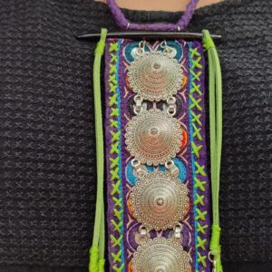 Beautiful Boho Necklace-Rabari Mirror Patch & Metal Pendants
