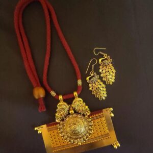 Beautiful Khun Fabric Necklace Set with Brass Plate